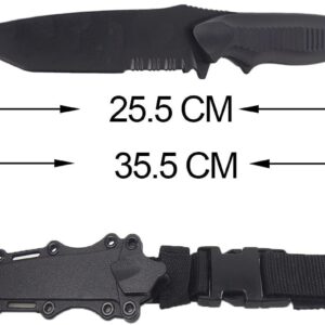 ESH7 Tactical Rubber Knife Military Enthusiasts Funning Cosplay Toy Sword Training Props War Game Knife Dagger Blade Rubber Fake Knives with Scabbard/Sheath