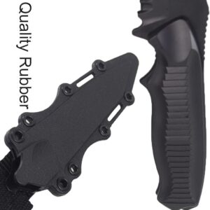 ESH7 Tactical Rubber Knife Military Enthusiasts Funning Cosplay Toy Sword Training Props War Game Knife Dagger Blade Rubber Fake Knives with Scabbard/Sheath