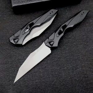 3.54" d2 reverse tanto blade black aluminum alloy handle folder opening,folding knife with reversible pocket clip,everyday carry for camping,gift for men