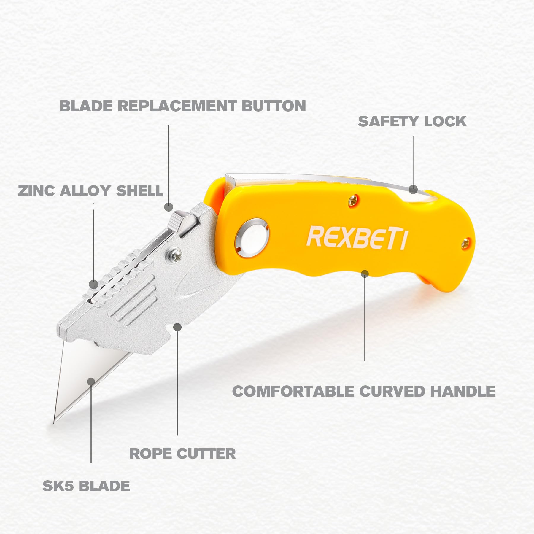 REXBETI 12 Pack Folding Utility Knife Set Quick Change Blade box cutter, Back-lock Mechanism with 20 Extra Blades, SK5 Standard Replaceable Razor Blad