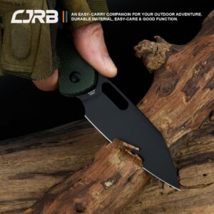 CJRB Pyrite-Alt (J1925A) Folding Pocket Knife with 3.11'' Black PVD AR-RPM9 Wharncliffe Blade Dark Green Micarta Handle,Button Lock EDC Knife with Thumb Hole for Tactical,Outdoor,Hiking and Gift