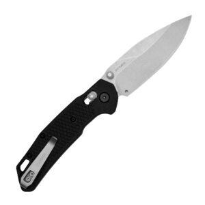 Kershaw Heist Folding Pocket Knife, 3.2 inch Clip Point D2 Steel Blade, Stonewashed Finish, DuraLock Locking Mechanism, Black