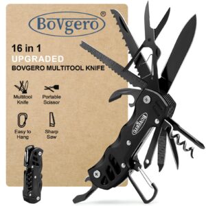 bovgero multitool knife, 16 in 1 pocket knife, handmade multi tool knife, gift for men boyfriend dad him husband, black