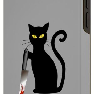 iPhone 12 Pro Max Cat What? Funny Black Cat, Murderous Cat With Knife Saying Case