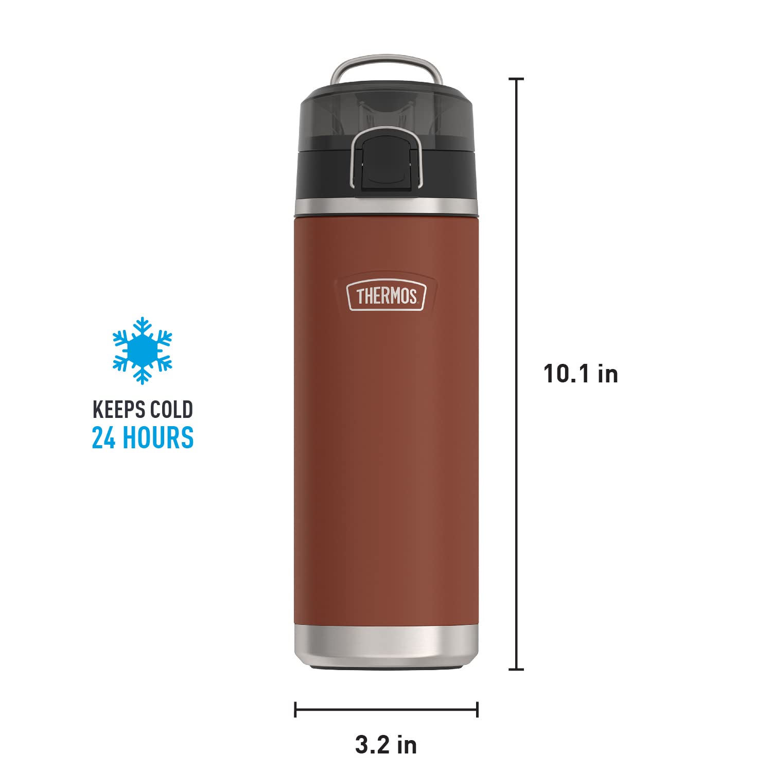 ICON SERIES BY THERMOS Stainless Steel Water Bottle with Spout 24 Ounce, Saddle