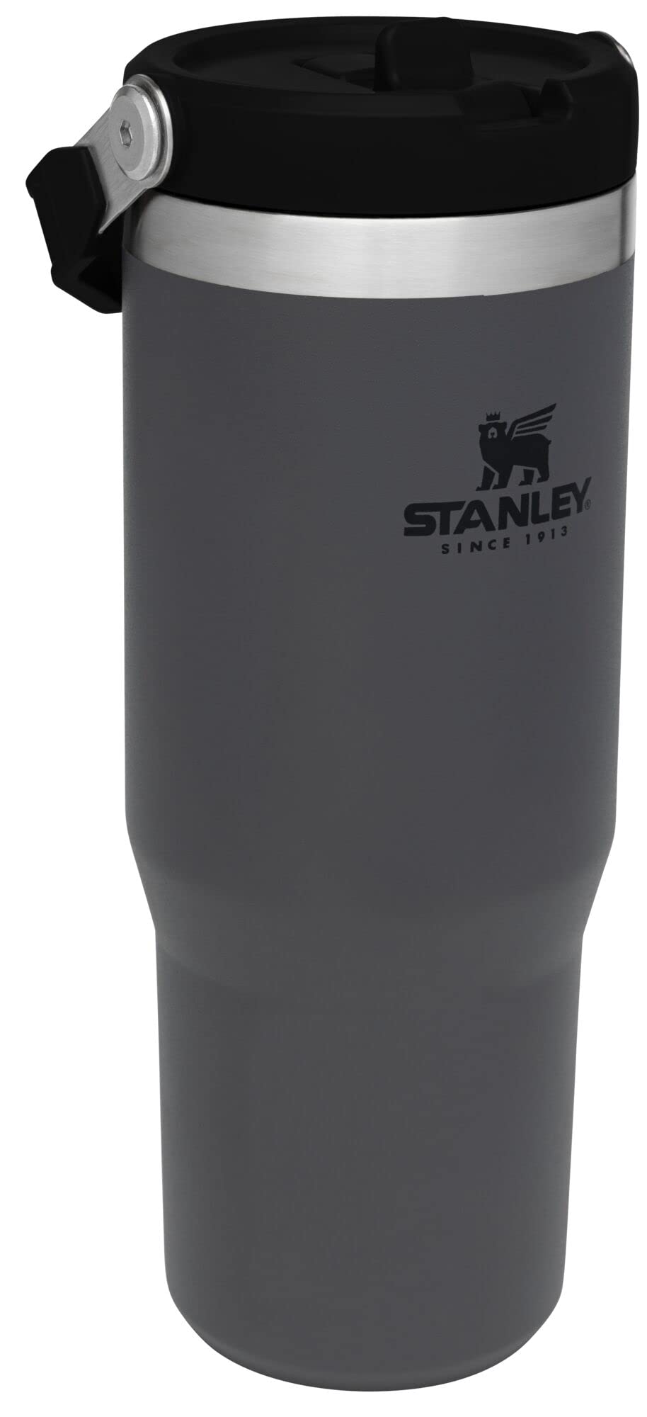 STANLEY IceFlow Stainless Steel Tumbler - Vacuum Insulated Water Bottle for Home, Office or Car Reusable Cup with Straw Leak Resistant Flip Cold for 12 Hours or Iced for 2 Days, Charcoal, 30OZ