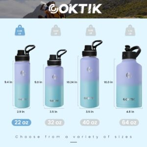 COKTIK Insulated Stainless Steel Water Bottle With Straw Lid, 22 oz Wide Mouth Double Wall Vacuum Insulated Water Bottle Leakproof Lightweight for Hiking, Biking, Running(Sweet Candy)