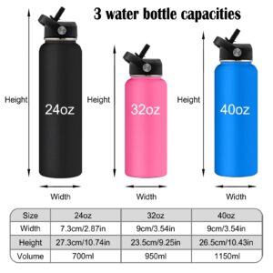 Personalized Water Bottles with Straw Lid 24/32/40oz Custom Engraved Name Logo Stainless Steel Insulated Bottle Customized Gift for School Sport Gym Work