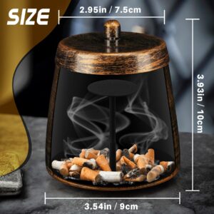 Yiiwinwy Ashtray for Cigarettes Outdoor, Outdoor Ashtray with Lid for Cigarette, Metal Odorless Windproof Smokeless AshTray for Patio Home Office Tabletop Outdoor Balcony