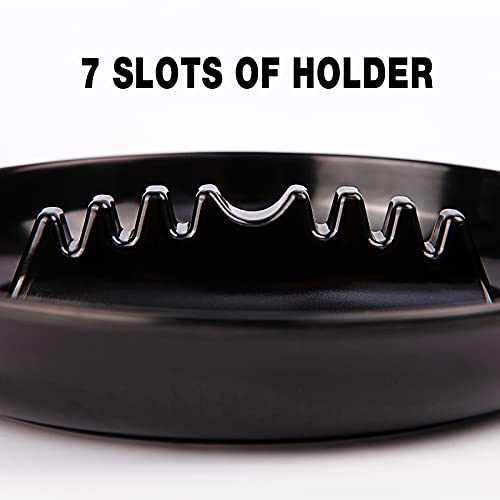 Premium Plastic Ashtray, Trash Can, Pack of 3, Round Black Large Size, for Indoor Outdoor Home Office Patio Restaurant Bar Hotel Use