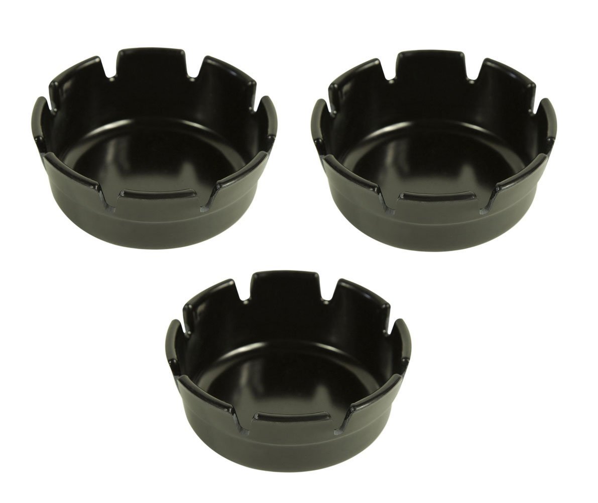 Set of Three Black Plastic Ashtrays-Deep Well-Resturant/ Bar-4"Diameter