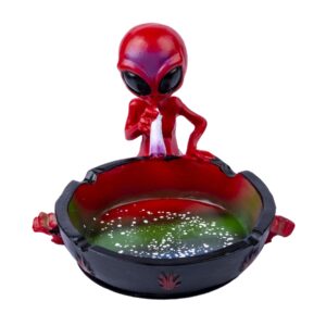 yblenic ash tray cool ashtrays for cigarettes, alien fantasy ashtray decor for home office, ornament gifts (red, alien)