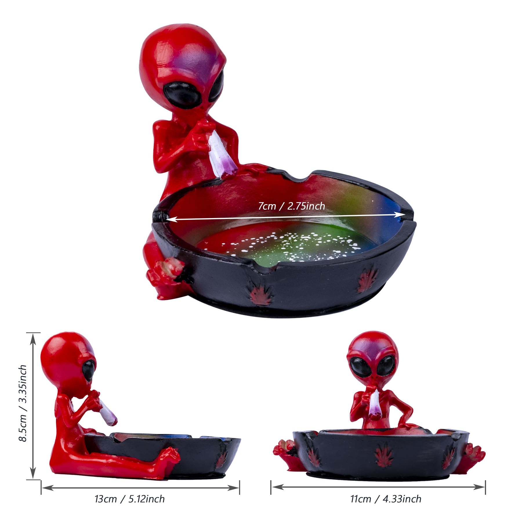 Yblenic Ash Tray Cool Ashtrays for Cigarettes, Alien Fantasy Ashtray Decor for Home Office, Ornament Gifts (Red, Alien)