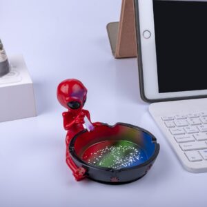 Yblenic Ash Tray Cool Ashtrays for Cigarettes, Alien Fantasy Ashtray Decor for Home Office, Ornament Gifts (Red, Alien)