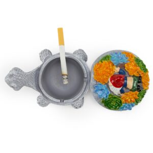Ashtray, Turtle Ashtrays Ash Tray for Outside Patio, Smokeless Indoor Outdoor Ashtray with Lid Drunk Gnome Decor, Cute Cool Smoking Cigarettes Accessories Smokers Gifts for Men Women