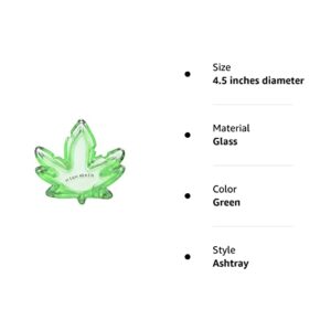 Glass Home Ashtray Marijuana Leaf Shape Ashtrays for Weed 420 Cannabis Cigarette Ash tray for Men, Secret Santa Gag Gift (Green)