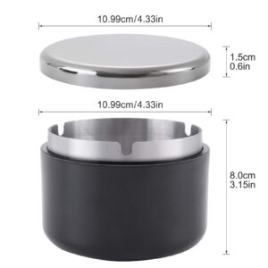 Ashtray for Cigarettes Indoor or Outdoor FriyGardcn Ashtray for Weed Cool Cute and Standing Ashtray Black Plastic Ashtray with a Stainless Steel Liner Ash Tray for Patio, Office and Home