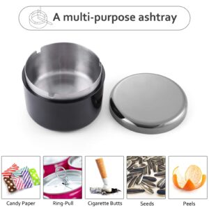 Ashtray for Cigarettes Indoor or Outdoor FriyGardcn Ashtray for Weed Cool Cute and Standing Ashtray Black Plastic Ashtray with a Stainless Steel Liner Ash Tray for Patio, Office and Home