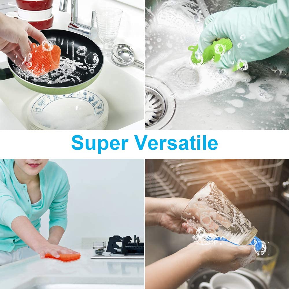 3PCS OstWony Silicone Dish Sponges, Super Food-Grade Silicone Sponges Kitchen Sponge, Multi-Purpose and Efficient Sponge Kitchen Gadgets, Especial Delicate Kitchen Sponge Brush