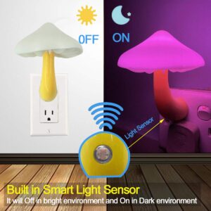 UTLK [3 Pack Plug-in LED Mushroom Night Light Lamp with Dusk to Dawn Sensor,Plug in Bed Cute Nightlight lamp Wall Baby Lights for Kids Children (7-Color)