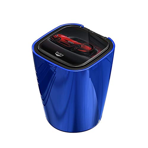 Ashtray car ashtray double-layer automatic smoke exhaust windproof ashtray with light car trash can-BLUE