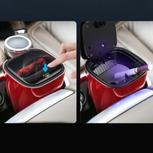 Ashtray car ashtray double-layer automatic smoke exhaust windproof ashtray with light car trash can-BLUE