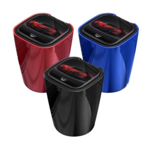 Ashtray car ashtray double-layer automatic smoke exhaust windproof ashtray with light car trash can-BLUE