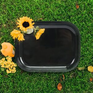 HOKirin Metal Tray with Soft Magnetic Lid,Metal Small Tray with Spill Proof Cover,Cute Black Blank Decorative Tray,Perfect for Home and On-The-Go,7” x 5.5” x 0.6“