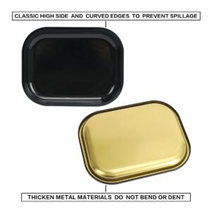 HOKirin Metal Tray with Soft Magnetic Lid,Metal Small Tray with Spill Proof Cover,Cute Black Blank Decorative Tray,Perfect for Home and On-The-Go,7” x 5.5” x 0.6“