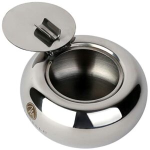 Mantello Ashtray for Outside, Ashtray with Lid Smell Proof, Stainless Steel Home Ashtrays, Ashtray with Cover, Indoor/Outdoor Ashtray