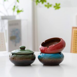 Tusentac Ceramic Canister Jar Decor Lid for Home Decor Office Decoration Anti-Skid Ceramic Kanji Green