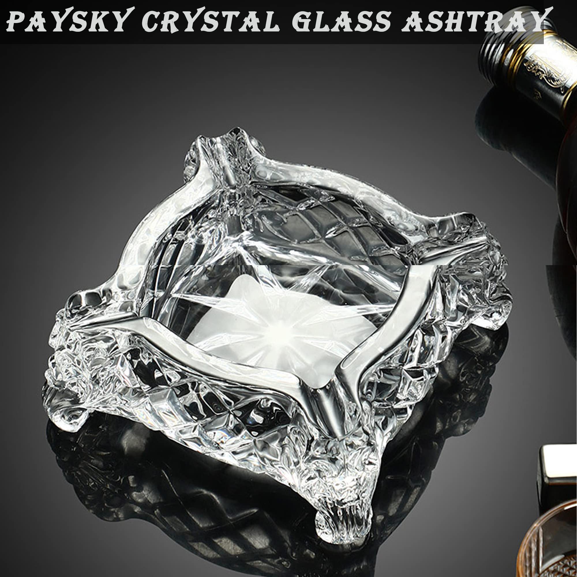 Paysky Ashtray, Large Glass Ashtray for cigarette cigar, Spuare Ashtrays 5x5 inch