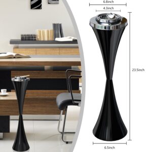 Floor Standing Ashtray with Lid 24 Inches High Standing Ashtray Outdoor Windproof Cigar Butt Ashtray Detachable Ashtray Stand Easy to Clean Tall Ashtray Stable Ashtray for Outdoor or Indoor Use Black