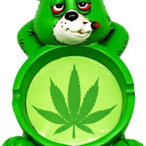 EASICOZI Cool Stoner Bear Polyresin Ashtray for Smoker Gifts - 4"x6"