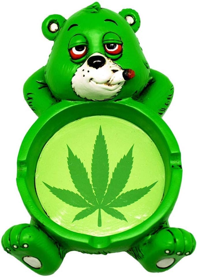 EASICOZI Cool Stoner Bear Polyresin Ashtray for Smoker Gifts - 4"x6"