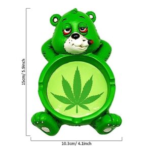 EASICOZI Cool Stoner Bear Polyresin Ashtray for Smoker Gifts - 4"x6"