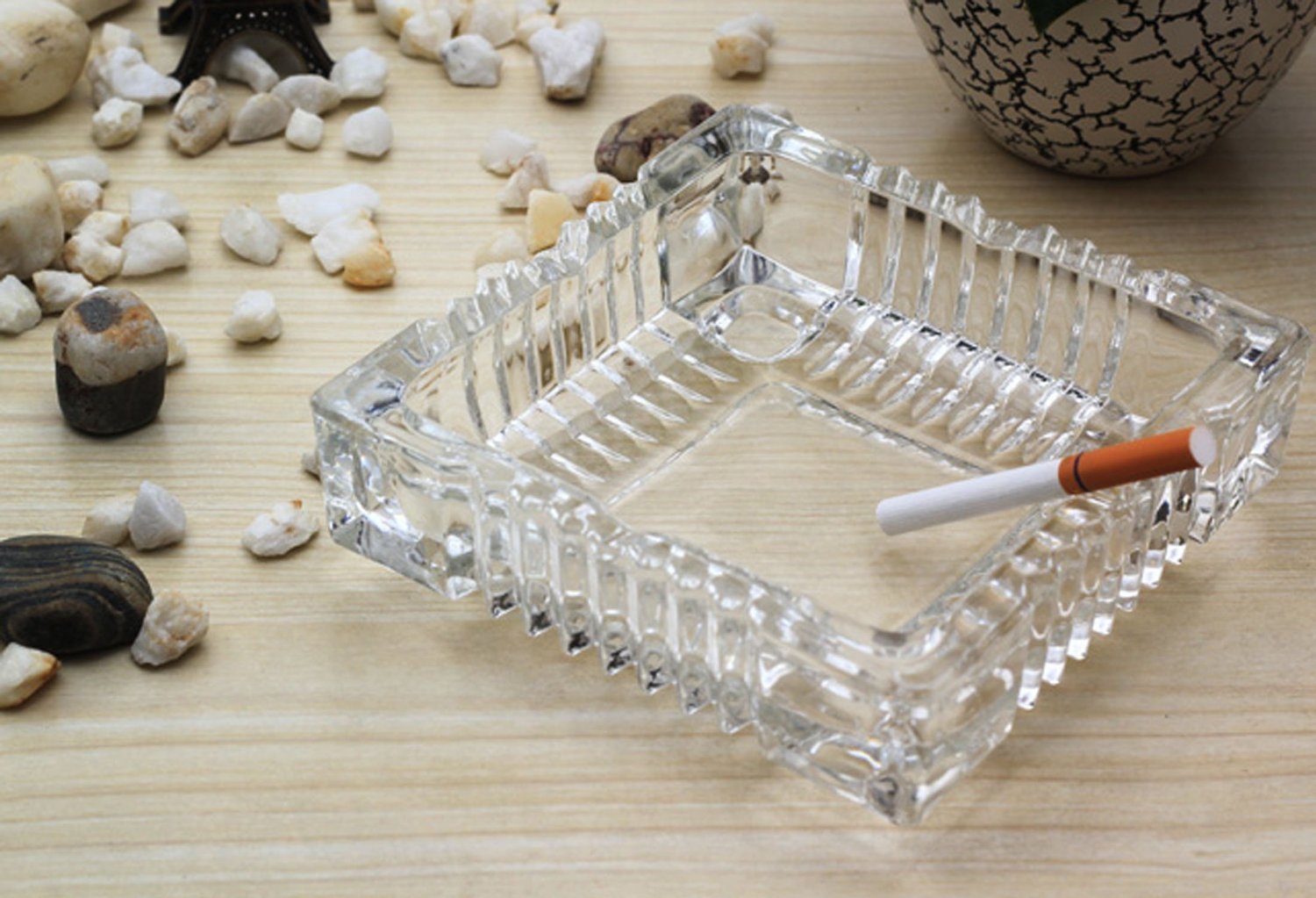 Amlong Crystal Large Classic Square Ashtray 6 inch x 6 inch