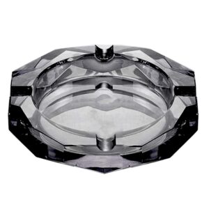 Crystal Glass Ashtray, Octagon Ash tray Cigar Cigarettes Ashtray Holder Office Home Desktop Tabletop Decoration,Crystal Black