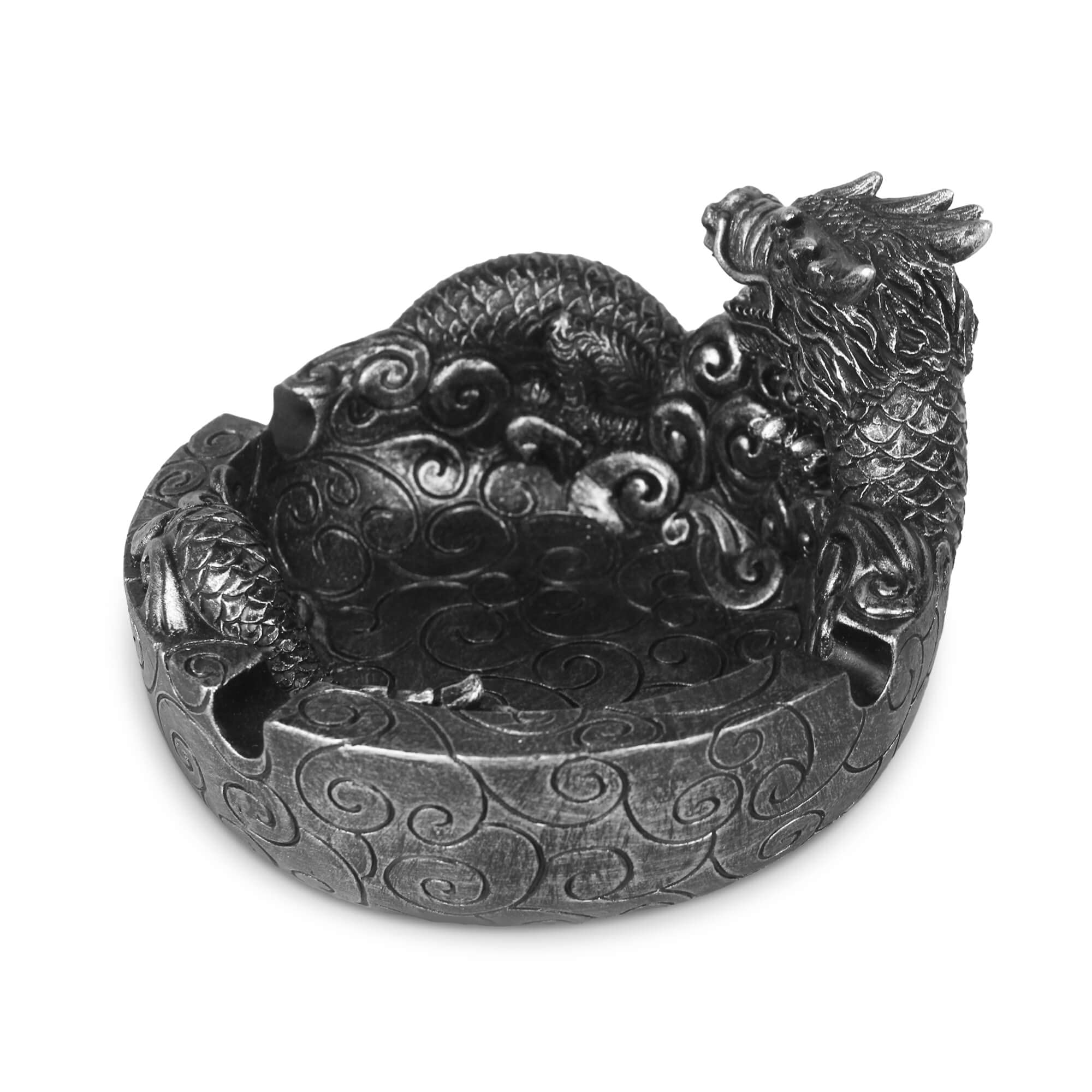 World of Wonders Clouds of Smoke Chinese Dragon Ashtray | Cigarette Tobacco Accessories | Smoking Novelty Figurine | Medieval Home Decor Resin Dish - 4.75"