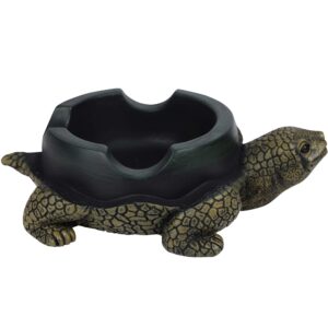 KiwiKols Large Turtle Ashtray - Cigar Use - Dark Green Resin - Discrete Decoration - Smoker Enthusiast - Cigarettes - Smokeless & Windproof - Outdoor Patio Ashtray