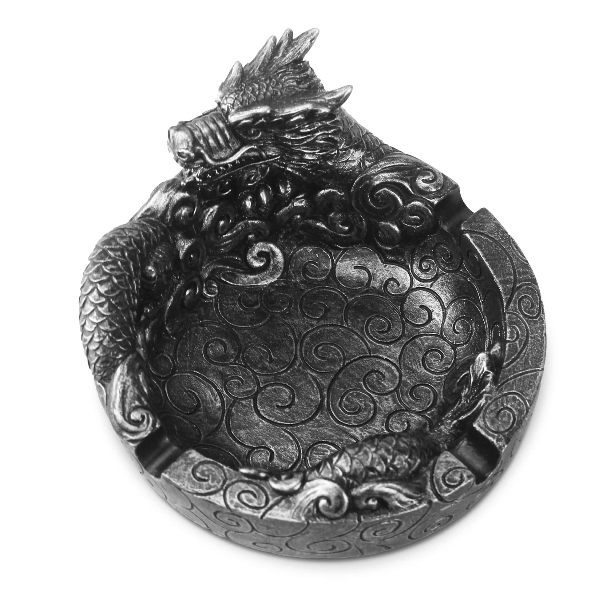 World of Wonders Clouds of Smoke Chinese Dragon Ashtray | Cigarette Tobacco Accessories | Smoking Novelty Figurine | Medieval Home Decor Resin Dish - 4.75"