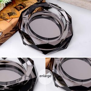 Ashtray, Crystal Ash Tray Holder for Home Office Tabletop Decoration, Gift Ashtray, Beautiful Decoration Craft, Black