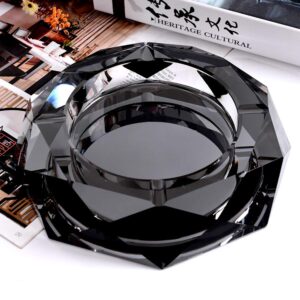 Ashtray, Crystal Ash Tray Holder for Home Office Tabletop Decoration, Gift Ashtray, Beautiful Decoration Craft, Black