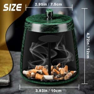 Yiiwinwy Ashtray for Cigarettes Outdoor, Outdoor Ashtray with Lid for Cigarette, Metal Odorless Windproof Smokeless AshTray for Patio Home Office Tabletop Outdoor Balcony