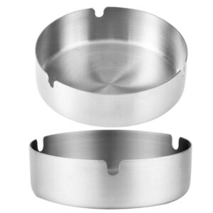 Pack of 4 Ashtray Round Stainless Steel Cigarette Ashtray Set for Hotel, Restaurant, Outdoors and Indoor