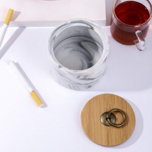 ashtrays for Cigarettes, Pink Marble Ceramic ash Tray with lid,Outdoor Ashtray,Desktop Smoking Ash Tray for Home Office Decoration - Gray (Gray Small)