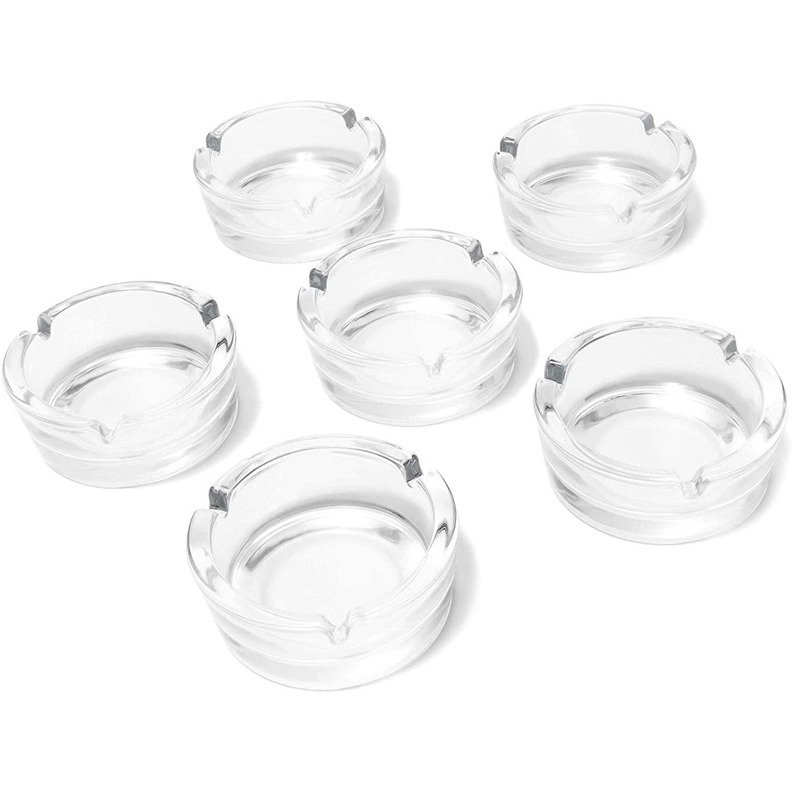 Juvale 6 Pack Bulk Clear Glass Ashtrays for Cigarettes and Cigars, Outdoor and Indoor Use (4 x 1.5 In)