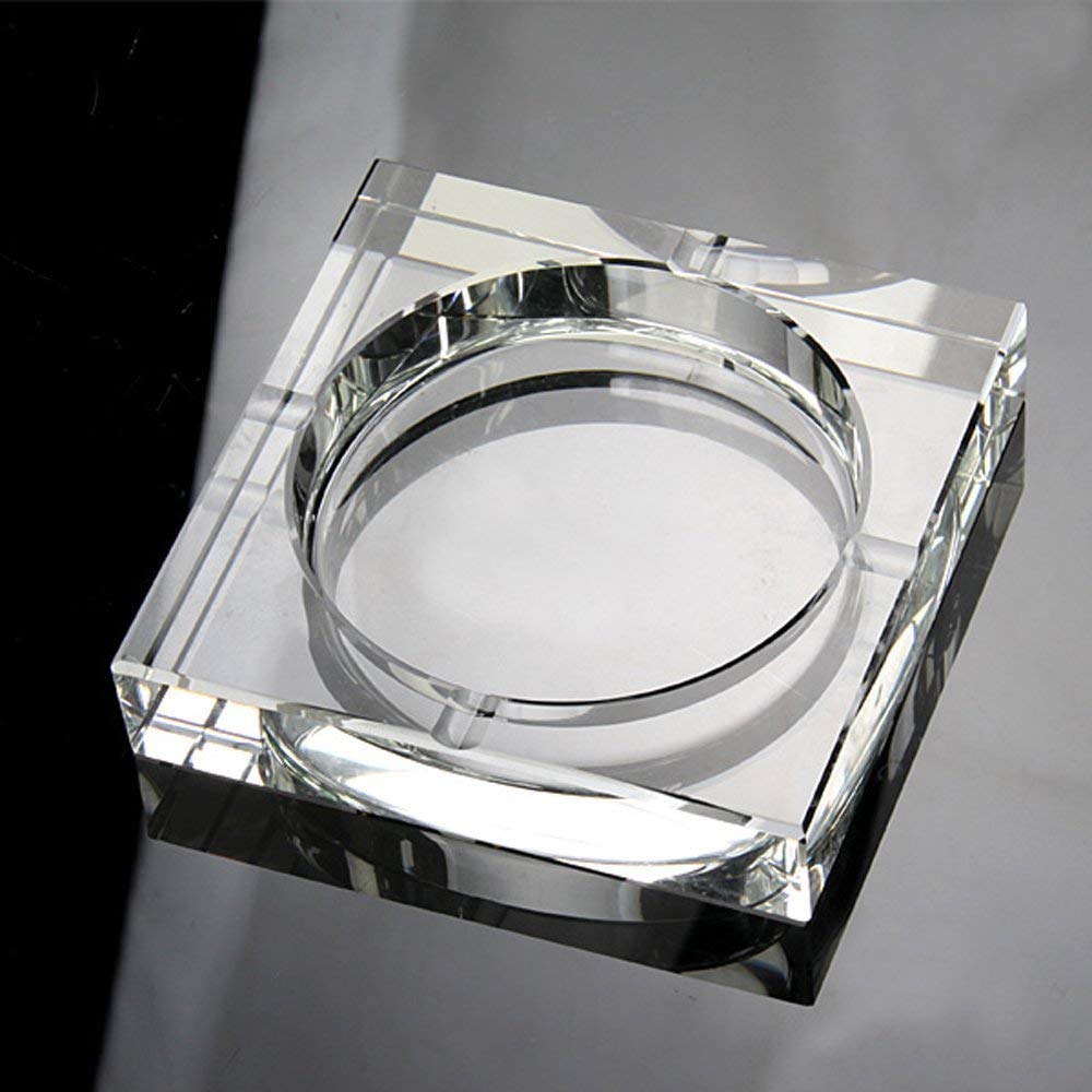 Amlong Crystal Large Square Crystal Ashtray with Gift Box, 6 x 6 inch (150mm X150mm), Clear