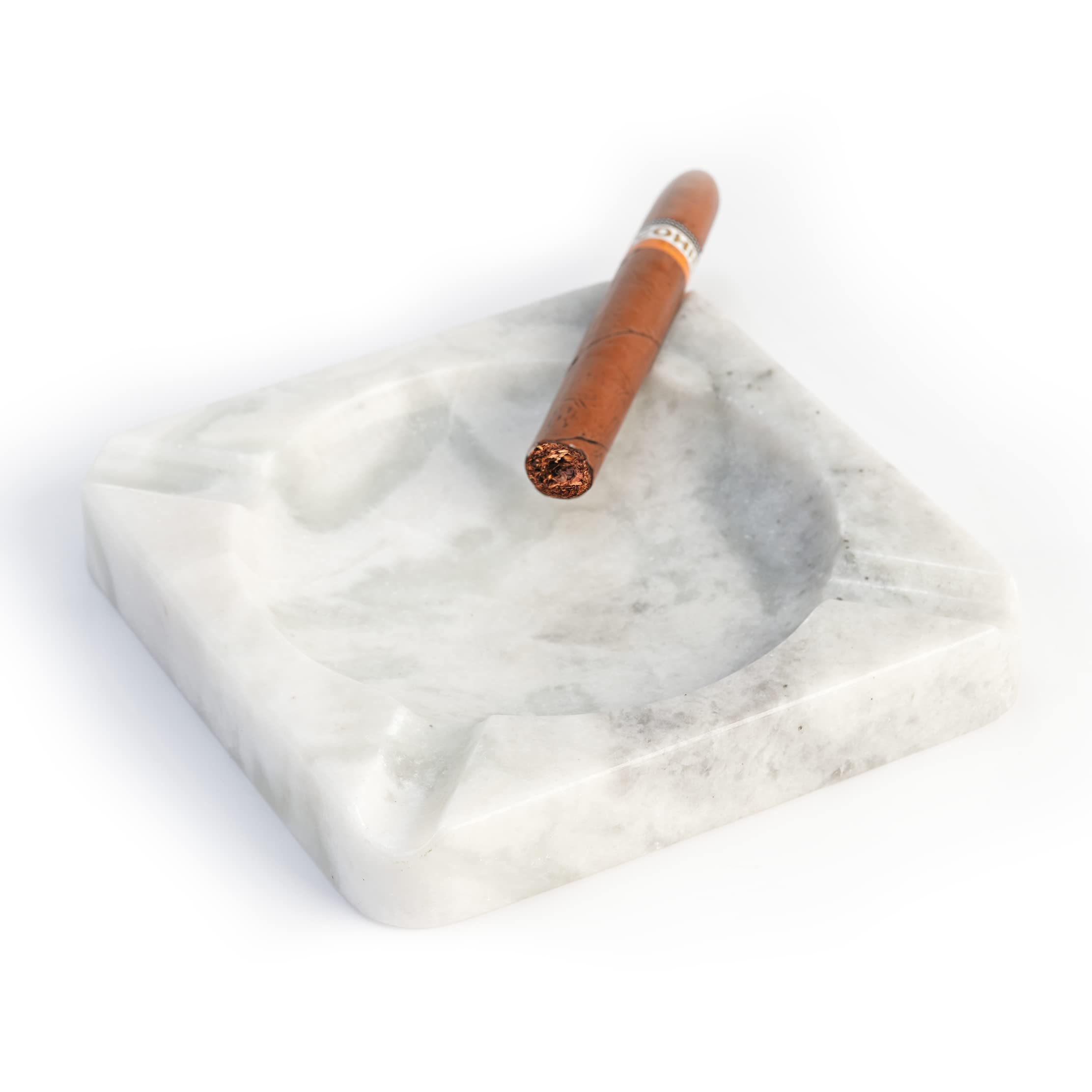 Koville African Natural Marble Cigar Ashtray, 7.28" Large Square Cigarettes Ash Tray, Cool Ashtrays for Patio, Indoor, Smoking Accessory for Home Office Hotel Decor(Namib Fantasy)