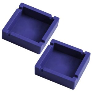 2pcs cigar ashtray silicone unbreakable cigarettes ashtray big with 4 dual-use rest for outdoors, patio, outside, indoor (blue)